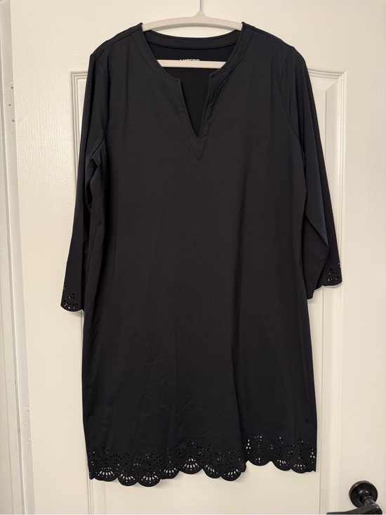 Lands' End Tops - Lands’ End Black Eyelet Tunic Cover-Up Dress Size L 14–16